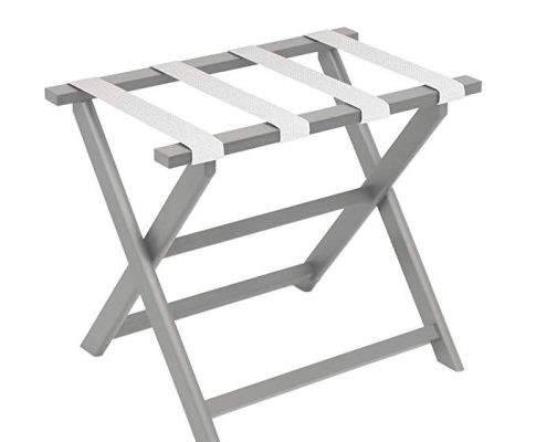 Gate House Furniture Light Grey Eco-Poly Folding Luggage Rack with 4 White Mesh Straps Review