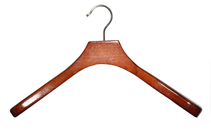 Deluxe Wooden Coat Hanger, Walnut Finish with Chrome Hardware, Box of 12 by The Great American Hanger Company