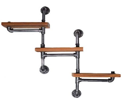 Find Joy Industrial Pipe Racks Wrought Iron Wall Pipe Retro Backdrop Wood Industry Water Separator Wall Shelves Review