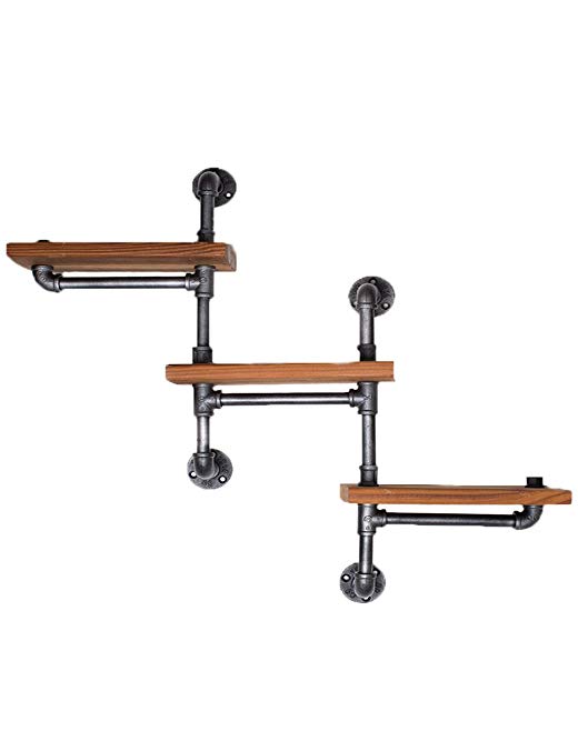 Find Joy Industrial Pipe Racks Wrought Iron Wall Pipe Retro Backdrop Wood Industry Water Separator Wall Shelves