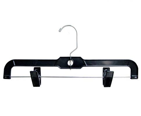 Hanger Central 5131B-100 Heavy Duty Plastic Bottoms Hangers with Metal Sliding Pinch Clips Pants Hangers, 14 Inch, Black, 100 Pack Review