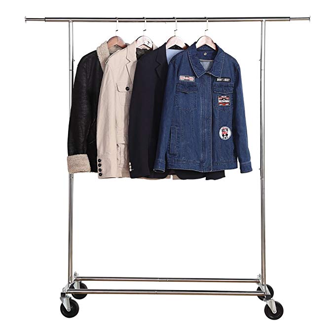 Housen Solutions Adjustable Garment Rack Commercial Grade Clothing Rack with Rolling Wheel