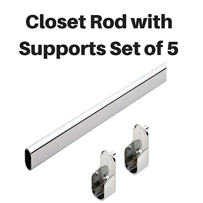 Closet Rod Oval by Hafele w/ supports Set of 5 (48