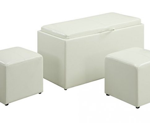 Convenience Concepts Designs4Comfort Sheridan Faux Leather Storage Bench with 2 Side Ottomans, White Review