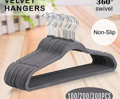 Yaheetech Velvet Clothes Hangers-Thin Non Slip -Space Saving Suit Hangers,Pack of 200,Gray Review