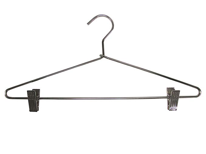 The Great American Hanger Company Heavy Duty Metal Combo Hanger with Clips Polished Chrome, Box of 100