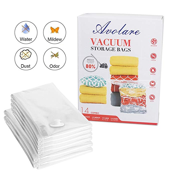 Vacuum Storage Bags Avolare Vacuum Space Saving Bags Space Saving Storage Bags Food Storage Saver Bag Compression Bags for Travel, Clothing, Comforters, Pillows, Bedding (32 Pieces)