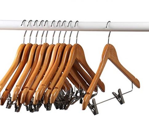 Home-it (20 Pack) Natural wood Solid Wood Clothes Hangers, Coat Hanger Wooden Hangers with clips Review