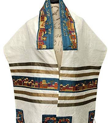 Majestic Giftware Tallit Cotton/Polyester Silk Embroidery with Bag and Kippah Jerusalem, 16″ x 70″ Review