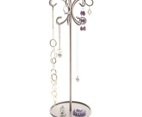 Angelynn’s Necklace Holder Organizer Jewelry Tree Stand Storage Rack, Ava Satin Nickel Silver Review
