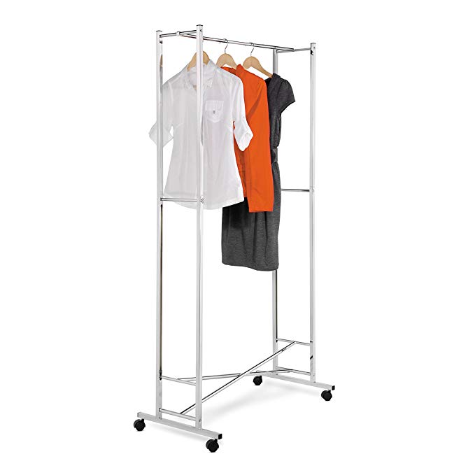 Honey-Can-Do GAR-01268 Deluxe Collapsible Garment Rack on locking Casters, Chrome Finish