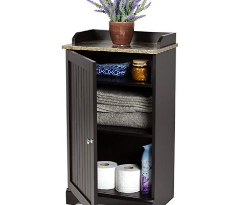 Best Choice Products Modern Contemporary Bathroom Floor Storage Organizer Cabinet w/ 3 Shelves, Versatile Door – Brown Review