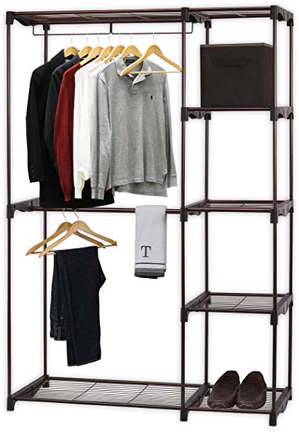 SimpleHouseware Freestanding Cloths Garment Organizer Closet, Bronze