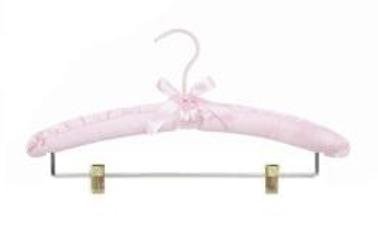 Pink Satin Padded Combination Hangers (with Bar and Non-Abrasive Clips) (Set of 50)
