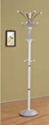 Modern Style Six Foot Wood and Chrome Coat Rack with White Finish