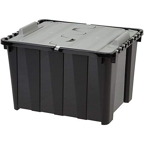 IRIS 48 qt. Wing Lid Storage Boxes in Black (Set of 4)