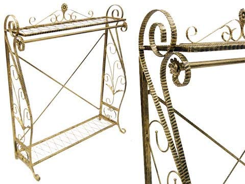 (TY-JL06) Antique Boutique Style Garment Rack, Single Hanging Bar and top and bottom iron metal wire display shelves. Review