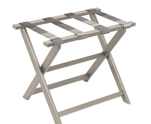 Gate House Furniture Taupe Eco-Poly Folding Luggage Rack with Brown Multi-Striped Straps Review