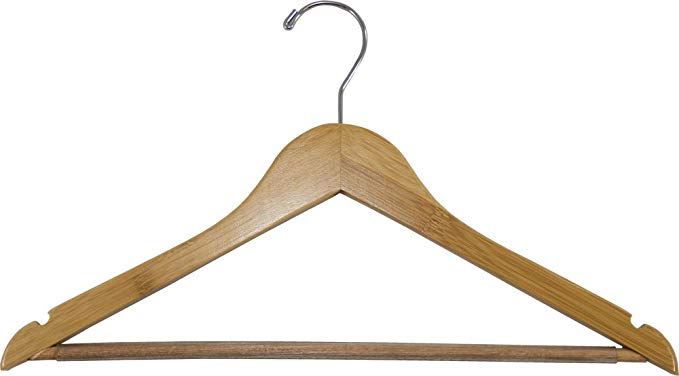 Bamboo Suit Hanger, Lacquer Finish with Chrome Hardware, Box of 50 by The Great American Hanger Company