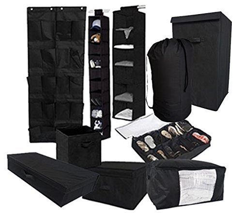 DormCo 10PC Complete Organization Set - TUSK Storage - Black