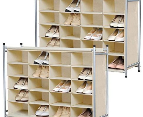 Yaheetech 2 Set 5 Tier Shoe Storage Organizer Rack 20 Capacity Nonwoven Fabric Stackable Space Saving Cabinet Tower – Beige Review