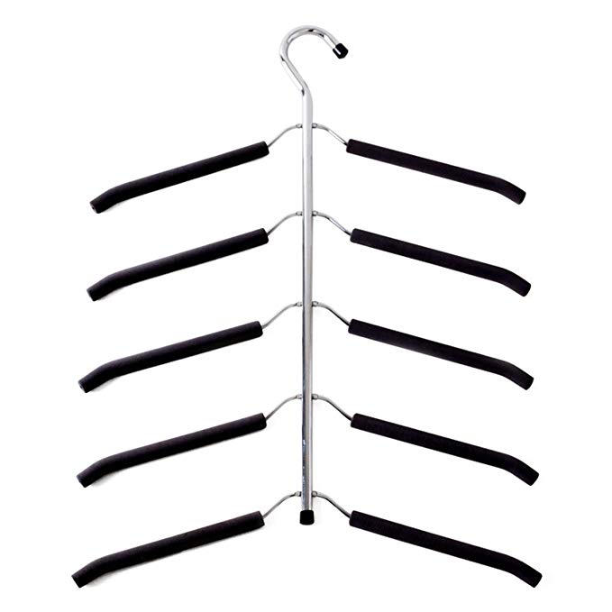 YuRen Friction Blouse Tree Clothes Hangers Organizer - 5 Layer Black Chrome Closet Coat Hanger (12 Pack)