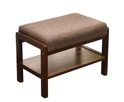 Laputa Upholstered Shoe Bench With Storage, Lightweight and Compact, Great For Entryway or Closet, Natural Wood Shoe Bench Ottoman With Padded Seat For Comfortable Seating(Nut-brown) Review