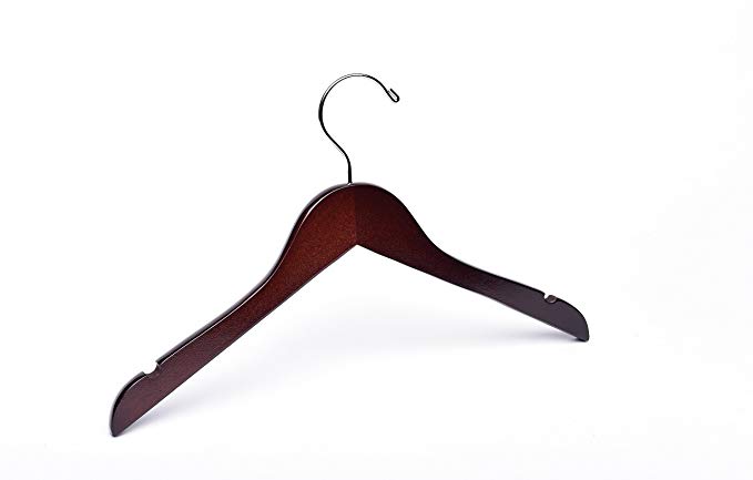 Baby Dark Walnut Top Wooden Hangers, 11 inch, for sizes 0 to 3T