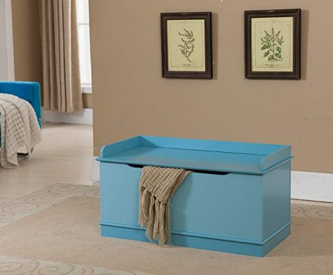 Kings Brand Furniture Wood Storage Bench Toy Box, Turquoise Blue Review