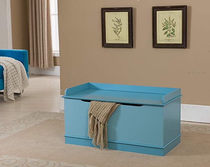 Kings Brand Furniture Wood Storage Bench Toy Box, Turquoise Blue
