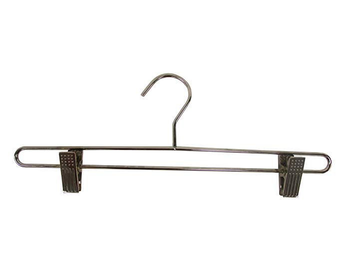 The Great American Hanger Company Metal Bottoms Hanger with Clips Polished Chrome, Box of 50