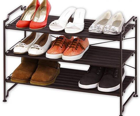 3-Tier Stackable Shoe Shelves Storage Utility Rack, Resin Slat Bronze Review