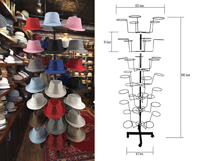 McWay Hat Racks Hat Display - 7 Tier 35 Hat Racks for Storefront, Cowboy Hats, and Baseball Hats Stand Rack