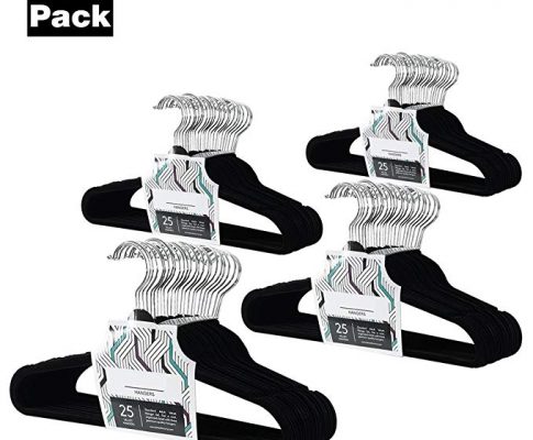 Velvet Hangers Non-Slip Flocked Clothes Hangers 100 Pack Ultra Thin Space Saving Design for Men and Women Dress Suit – 360 Degree Swivel Hook – Heavy Duty Construction with-Black Review