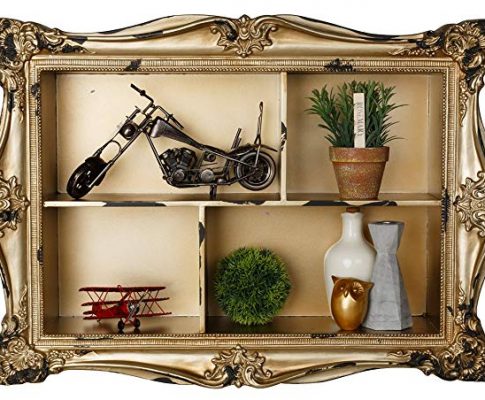 AdirHome Ornamental Wood Wall Shelf with 4 Sections Review